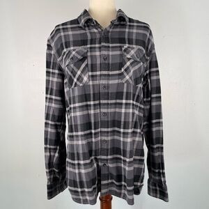 Van’s Black and Gray Button Down Flannel Size L EUC